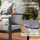 Set  3 Pezzi da Esterno con Divano Angolare 5 Posti Convertibile e Tavolino da Esterno Grigio e Nero   