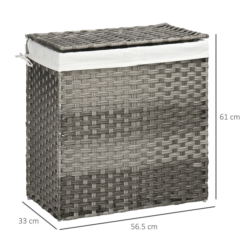 Cesto Portabiancheria 56,5x33x61 cm con Sacca rimovibile Grigio