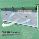 Serra a Tunnel 594x300x200 cm con 3 Porte Avvolgibili e 6 Finestre in Acciaio Zincato e PE Verde  