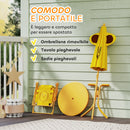 Set da Giardino per Bambini 2-5 Anni con Tavolino 2 Sedie e un Ombrellone Giallo    