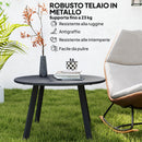 Tavolino da Giardino Rotondo in Stile Industriale Ø70x42 cm in Metallo Nero  