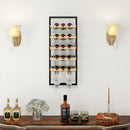 Portabottiglie da Parete per 15 Bottiglie e 4 Calici 35x25x86cm in Legno e Acciaio 