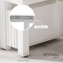 Tavolo Allungabile 45-300x90x75,5 cm Max 6 Persone in Metallo e MDF Bianco