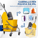 Carrello Pulizie Professionale con Strizzatore Secchio 25L e Ripiano Blu e Giallo 