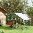 Recinto per Galline da 6 mq 300x200x195 cm per 6-8 Animali con Tetto Impermeabile Mangiatoia e Posatoio Argento  