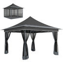 Gazebo da Giardino Pop Up 357x357x310 cm Altezza Regolabile e Zanzariere Grigio Scuro   