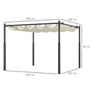 Gazebo Pergola da Giardino 298x298x230 cm con Telo Retrattile Bianco Crema   