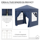 Gazebo Pieghevole Pop Up 2x2m in Poliestere e Acciaio Blu