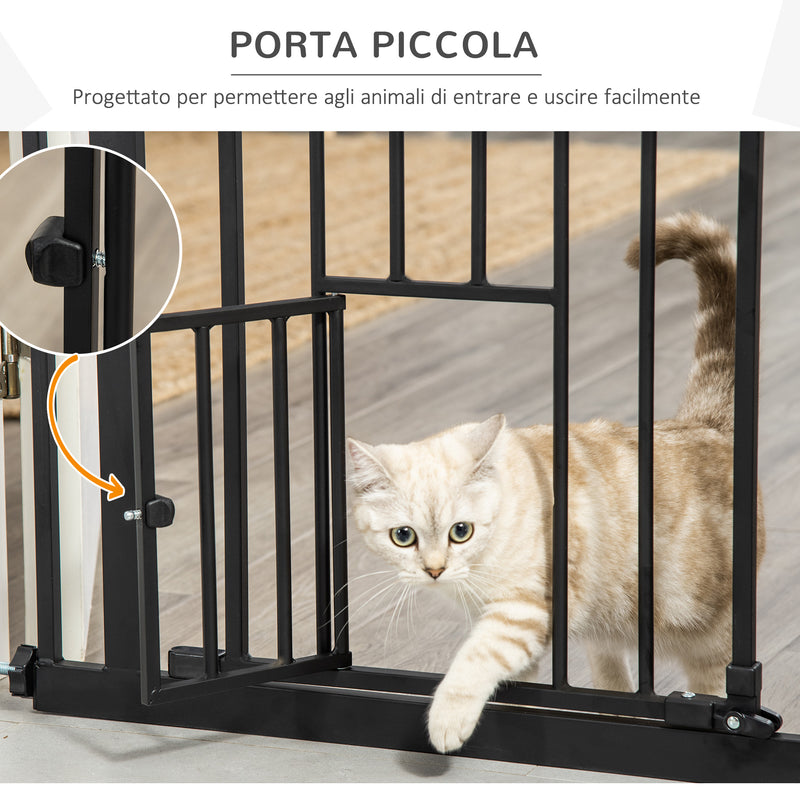 Cancelletto di Sicurezza Alto con Porta Piccola e Chiusura Automatica 74-80x104 cm Nero 