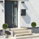 Set 2 Piante Artificiali Ø24x60 cm Verdi a Sfera con Fiori di Lavanda e Vaso con Muschio e Cemento    