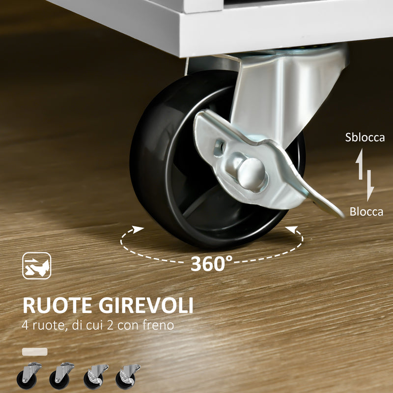Carrello Isola da Cucina 2 Cassetti e Armadietto Piano in Legno 104x46x91 cm Grigio  