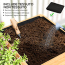 Fioriera Rettangolare 140x60x40 cm Divisa in 3 Aree con Strato in Tessuto non Tessuto in Legno di Abete   