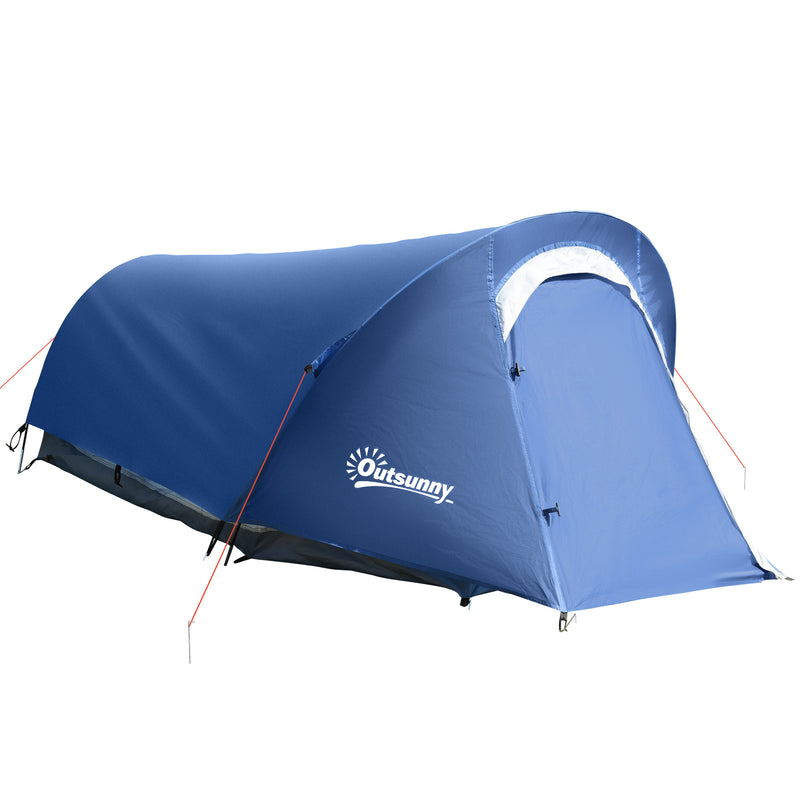 Tenda da Campeggio 265x140x95 cm con Gancio Interno e Finestre a Rete Azzurra
