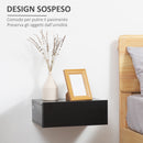 Set 2 Comodini Sospesi 1 Cassetto 40x30x15 cm in Legno Truciolare Nero