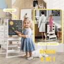 Torre Montessoriana Scala con Ringhiera e Lavagna 55x52,5x87,5 cm Bianco e color Legno  