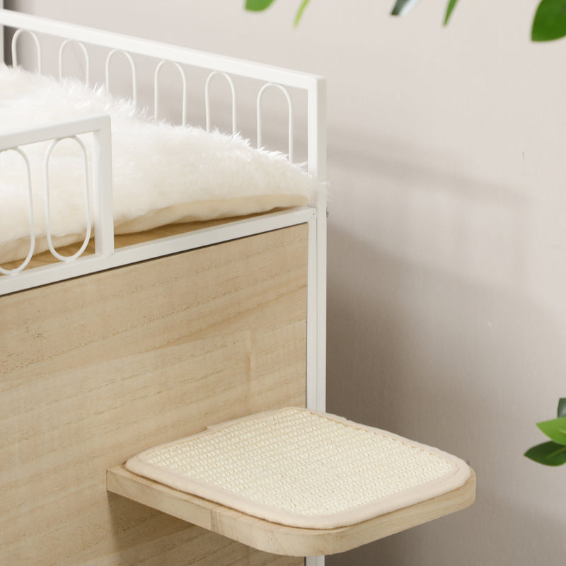 Casetta per Gatti 3 Piani 40x40x84 cm con Tiragraffi Legno e Bianco