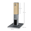 Albero Tiragraffi per Gatti 59,5x39x79 cm 2 Palline Giocattolo e Spazzola in Legno Iuta e Peluche Grigio  