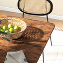 Tavolo Pieghevole 6 Ruote e Mensola 130x80x74 cm in Legno e Metallo Marrone Rustico 