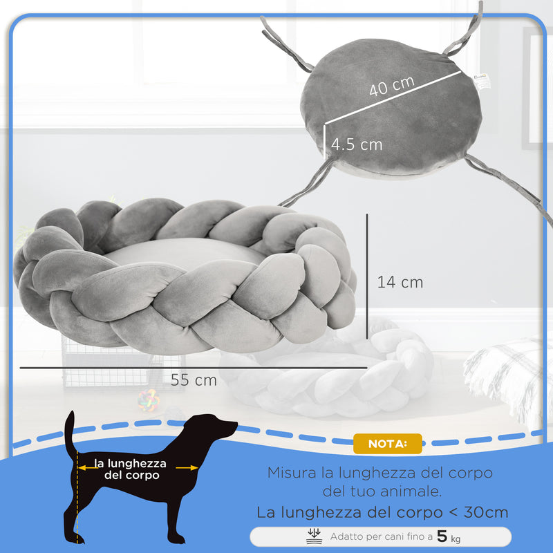 Cuccia per Cani e Gatti Imbottito e Lavabile con Cuscino Separato 55x14 cm Grigio 