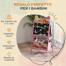 Lavagna Bianca e Nera per Bambini con Cavalletto e Cestini Contenitori 53,5x49x113 cm in Legno Rosa