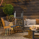 Portalegna 3 Livelli 46x32x126 cm in Metallo con Ganci per Attrezzi Nero