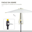 Ombrellone da Terrazza 260x135 cm a Mezzaluna con Apertura a Manovella Beige   