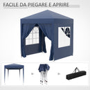 Gazebo Pieghevole Pop Up 2x2m in Poliestere e Acciaio Blu