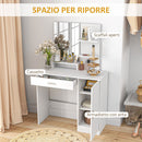 Consolle Trucco 90x38x138 cm con Specchio Cassetto e Mobiletto in Truciolato Bianco   