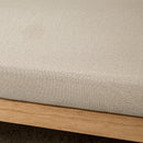 Panca Fondoletto Stile Boho 120x38x61,5 cm Seduta Effetto Lino Braccioli in Rattan Crema 