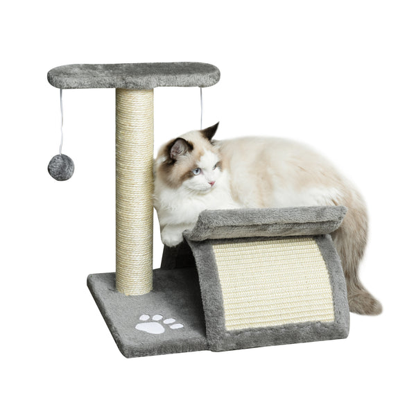 online Albero Tiragraffi per Gatti Cuccia e 2 Palline 40x30x43 cm in Peluche con Palo in Sisal Grigio