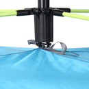 Tenda da Spiaggia Pop Up 220x173x120 cm con Porta a Cerniera in Poliestere e Fibra di Vetro Blu Chiaro e Giallo  