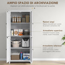 Credenza Mobile Alto Cucina 4 Ante Multiuso 80x40x182cm in Legno Bianco 