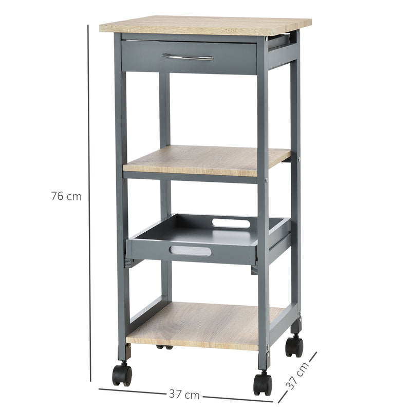 Carrello da Cucina Portavivande 37x37x76 cm in Legno di Pino e MDF Grigio
