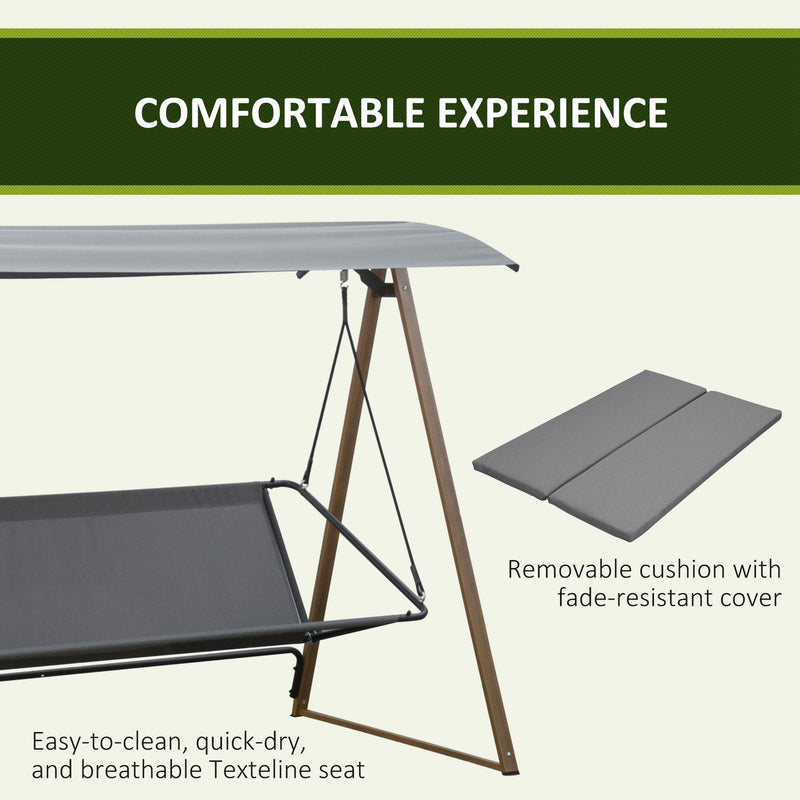 Dondolo 3 Posti da Giardino 224x133x173 cm in Acciaio Grigio