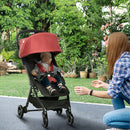 Passeggino Leggero per Bambini Pieghevole 128x58x106 cm con Tettuccio in Alluminio e Tessuto Oxford Rosso e Nero