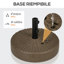 Base per Ombrellone Rotonda Ø51x36 cm con 2 Manopole Incorporate in HDPE e Acciaio Marrone e Nero  