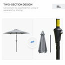 Ombrellone da Giardino Inclinabile con Apertura a Manovella e 6 Stecche 2,3x2m  Grigio