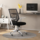 Sedia Operativa Ergonomica Altezza regolabile 94-104 cm Tessuto Effetto Lino Bianco e Nero 