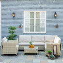 Set Salotto da Giardino Divano Angolare 1 Poltrona e Tavolino Beige