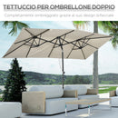 Ombrellone Doppio 150x295x170-214 cm Inclinabile e Regolabile in Poliestere e Metallo Crema  