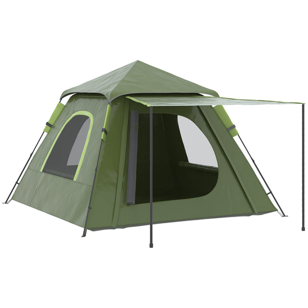 Tenda da Campeggio per 2 Persone Impermeabile 210x210x150 cm con Veranda Verde sconto