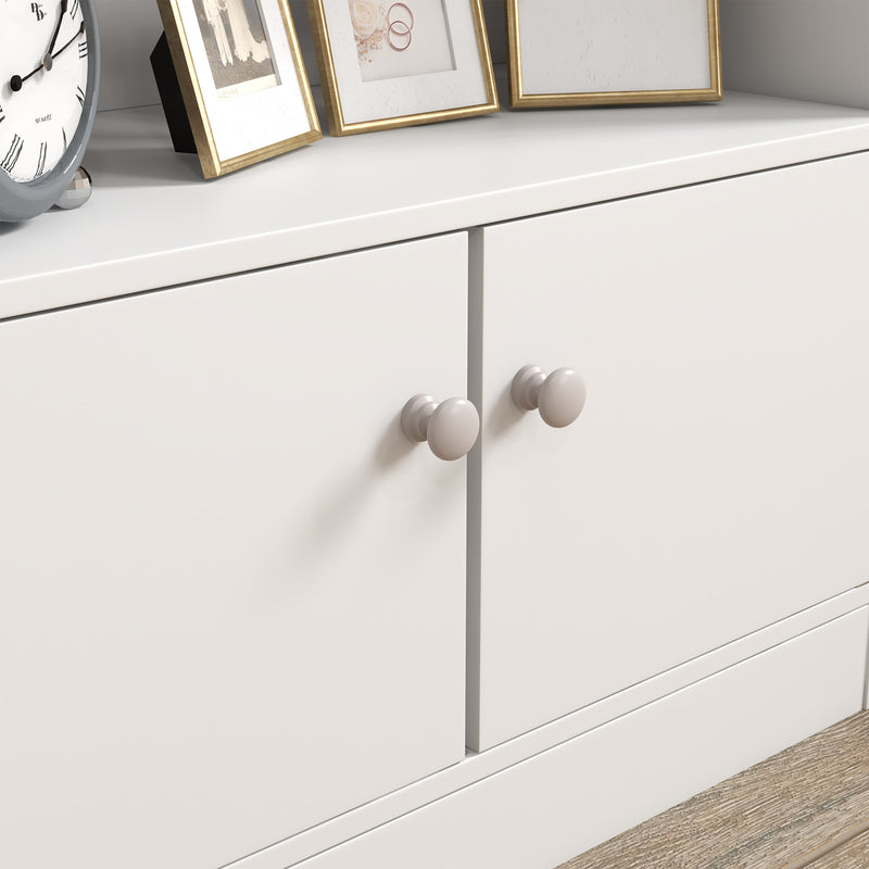 Scaffale Portagiochi per Bambini 60x29,5x100 cm con Libreria e Armadietto in Legno Bianco