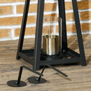 Set 2 Camini a Bioetanolo da Terra e da Tavolo con Vetro in Acciaio Nero
