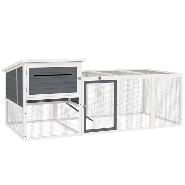 acquista Pollaio da Giardino con Nido per Cova e Area Esterna 214x101x 91,5 cm Grigio