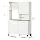 Dispensa Cucina 119x41x180 cm Ripiani Aperti Armadietti e Cassetto in Truciolato e MDF Bianco