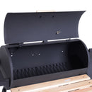 Barbecue a Carbone Carbonella 124x53x104 cm con Coperchio e Affumicatore in Acciaio Nero