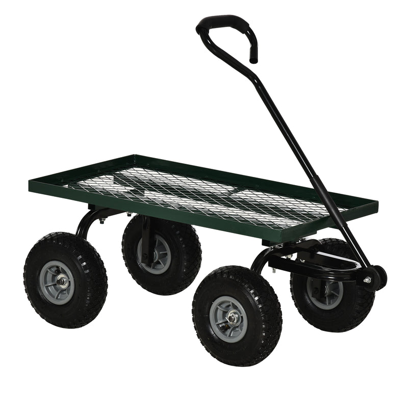 Carrello da Giardino 94x48.5x100 cm Capacità 150 kg in Acciaio Nero e Verde  