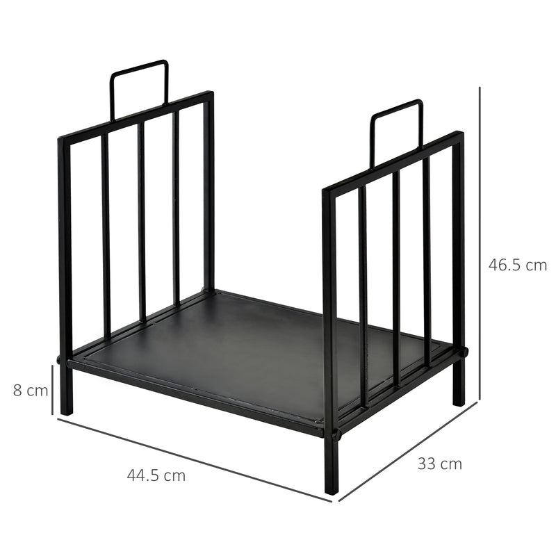 Portalegna per Camino con maniglie in Metallo 44,5x33x46,5 cm da Interno ed Esterno Max 15Kg Nero