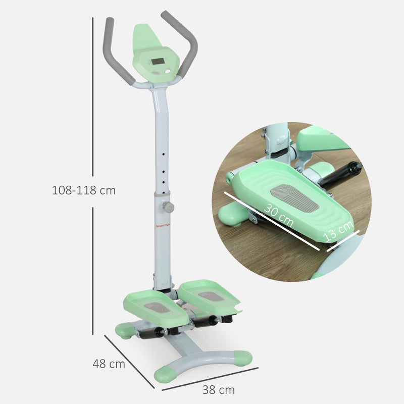 Stepper Monitor LCD con Manubrio e Gradino Regolabile 48x38x108-118 cm Verde 