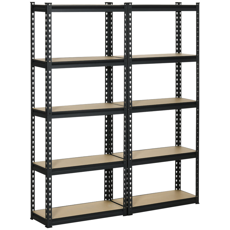 Set 2 Scaffalatura 5 Ripiani in MDF 70x30x167,5 cm Struttura in Acciaio Nero